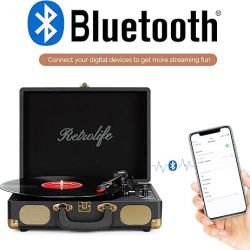 Record Player 3-Speed Bluetooth Suitcase Portable